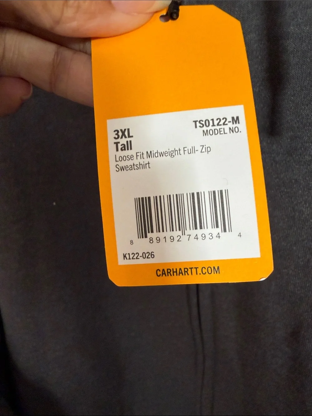 Carhartt Men's Dark Gray Full-Zip Hooded Sweatshirt